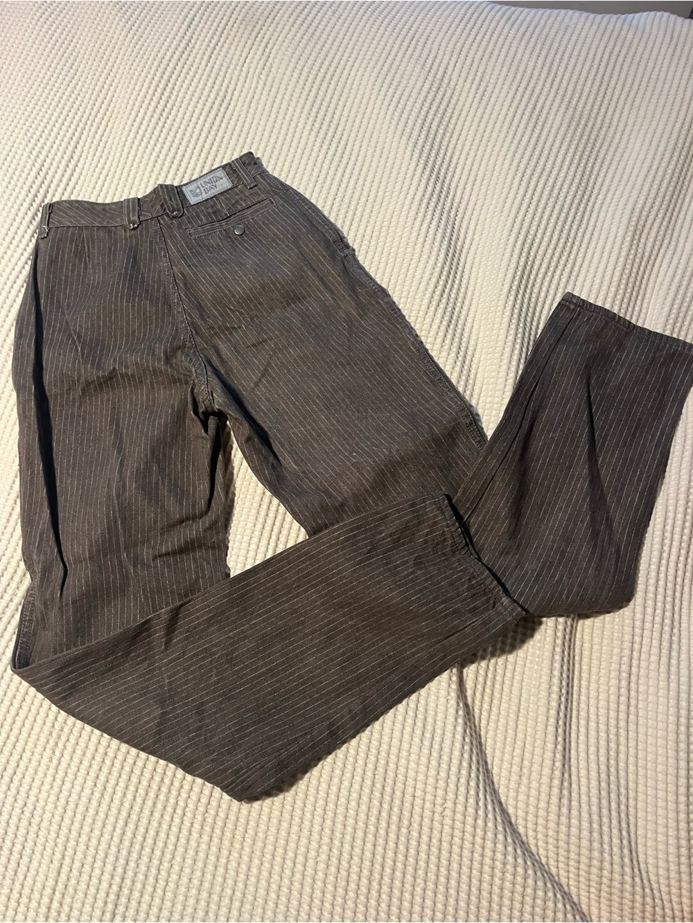UNIONBAY Vintage Women's Pinstripe Straight-Leg Pants in Dark Gray - Picture 6 of 12